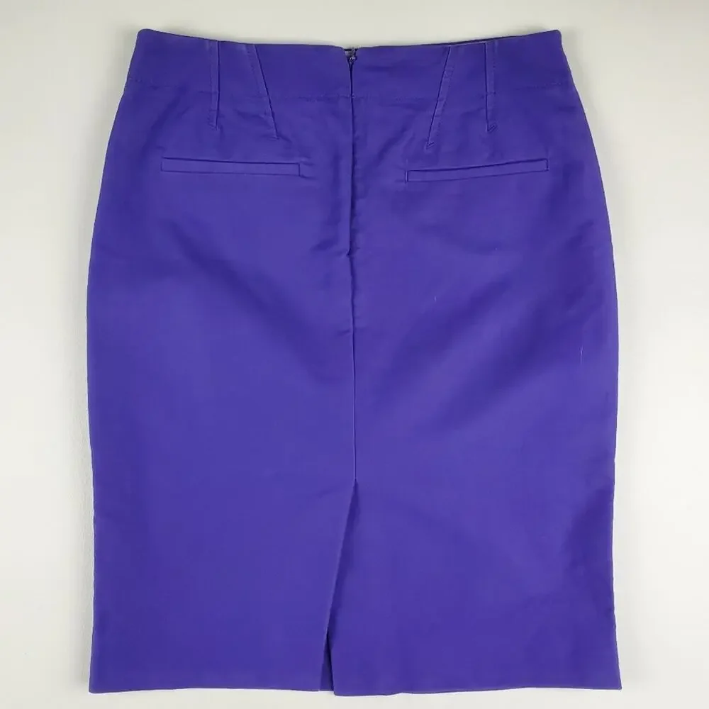 J. Crew No. 2 Stretch Pencil Skirt Sleek Fitted Mini Pleated Zip Purple Size 00 - Picture 4 of 7